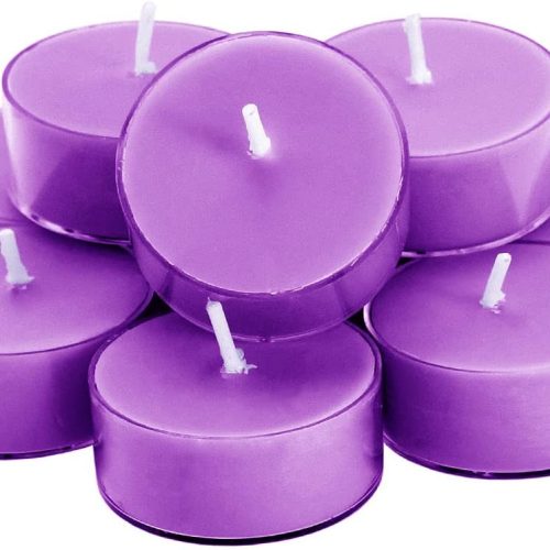 Soy Wax Scented Tea Lights (Bulk Pack) — Lavender Aromatherapy Candles to Help Relieve Stress & Promote Relaxation | Clear Cup Design with Long-Lasting Scent | Ideal for Spa & Bath Time | Pack of 12