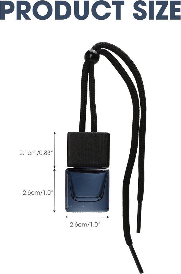 3pcs Hanging Car Air Freshener - Empty Black Diffuser Bottles for Essential Oils, Glass Perfume, Aromatherapy Ornament Cube for Auto, Home, Office Decoration, Pendant