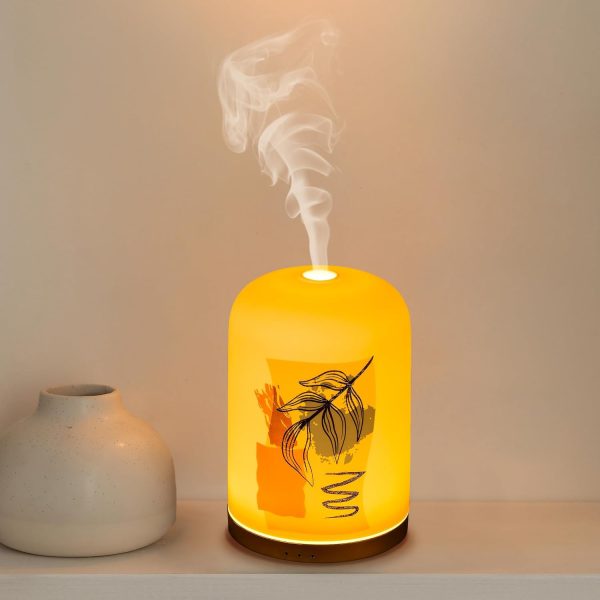 110ML Essential Oil Diffuser with Handmade Ceramic Cover, Aromatherapy Diffuser for Large Room, Quiet Ultrasonic Aroma Diffuser with Auto-Off, Timer, USB Cable, Night Light for Home, Yoga & Office