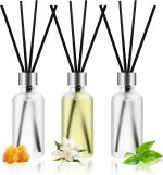 Reed Diffuser Set (3-Pack) — 50ml Essential Oil Diffusers (Includes 15 Reeds); Available in Lily & Jasmine, White Tea, and Amber Scents; A Top Choice for Home Fragrance, Suitable for Both Men and Women; Ideal for Bedrooms, Bathrooms, Offices, and Living Rooms