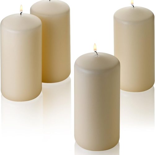 French Vanilla Scented Pillar Candle — 6 Inches Tall x 3 Inches Wide, 4-Pack