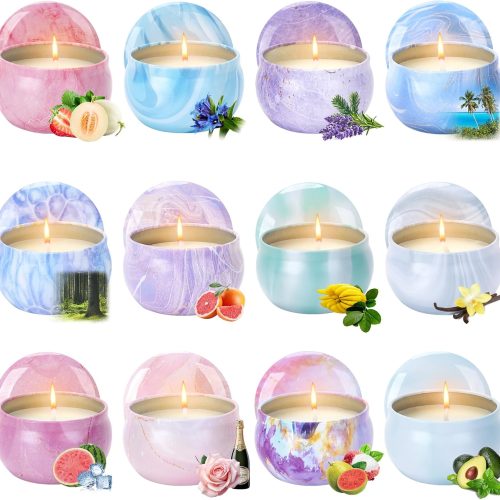 Exclusive Scented Candle Gift Set for Women (Pack of 12) — 2.5 oz Natural Soy Wax Aromatherapy Candles | Stylish Home Decor Accents in Long-Lasting Scented Tins | The Perfect Gift for Birthdays, Valentine's Day, Mother's Day, and Christmas