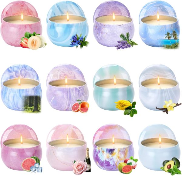 Exclusive Scented Candle Gift Set for Women (Pack of 12) — 2.5 oz Natural Soy Wax Aromatherapy Candles | Stylish Home Decor Accents in Long-Lasting Scented Tins | The Perfect Gift for Birthdays, Valentine's Day, Mother's Day, and Christmas