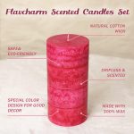 Red Scented Pillar Candle Set (3-Piece): 3x6 Inches, Large-Sized Candles — Rose Scent; Hand-Poured in Four Layers for Long-Lasting Fragrance — Luxurious and Romantic; A Top Choice for Birthdays, Dinner Parties, Weddings, Christmas Decor, and Gifting