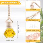 50 Pcs Car Essential Oil Hanging Bottle Empty Car Air Freshener Diffuser Bottle Perfume Glass Bottle Pendant Aromatherapy Fragrance Bottle Auto Car Interior Ornaments Decor (Diamond shape)