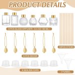 6-Piece Reed Diffuser Gift Set — Includes an Empty Glass Diffuser Bottle (3.4 oz. Prism Design), 30 Reeds, a Metal Leaf Accent, and a Filling Funnel; Ideal for DIY Essential Oil Blends; Suitable for Home and Office Decor; Available in 6 Styles.