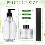 4-Piece Glass Diffuser & Lotion Bottle Set — Includes 5.1oz Diffuser Bottle and 10.1oz Hand Soap Dispenser; Comes with 20 Diffuser Reeds; Perfect for Bathroom Decor and Gifting