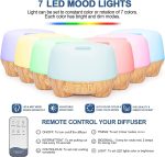 500ML Aromatherapy Essential Oil Diffusers,Ultrasonic Cool Mist Aroma Diffuser Air Humidifier with Remote Control,7LED Light,4 Timer for Large Room, Home, Bedroom