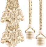 100 Pcs Hanging Car Air Freshener Bottle Caps Perfume Bottle Wooden Cap Essential Oil Diffuser Replacement Lids with Hanging String for Auto Ornaments Decor Fragrance