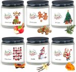Christmas-Themed Home Fragrance Candle 6-Piece Set — 21 oz Tinned Soy Wax Candles; the perfect Christmas gift for women, colleagues, girlfriends, and friends.