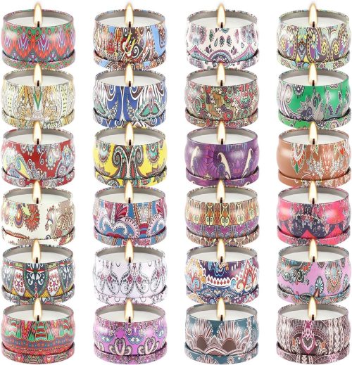 24-Piece Home Scented Candle Set: Soothing & Stress-Relieving Aromatherapy — Crafted with Natural Soy Wax and Premium Fragrances — An Ideal Birthday Gift for Ladies, Mothers, Best Friends, and Wives