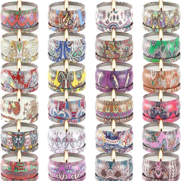 24-Piece Home Scented Candle Set: Soothing & Stress-Relieving Aromatherapy — Crafted with Natural Soy Wax and Premium Fragrances — An Ideal Birthday Gift for Ladies, Mothers, Best Friends, and Wives