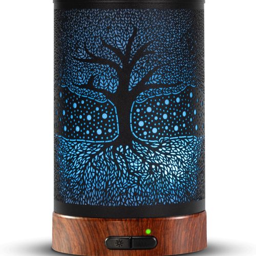 Aromatherapy Essential Oil Diffuser 150ml- Electric Cool Mist Aroma Diffuser with Intermittent Mode, Auto Shut-Off Protection, 7 Colors Changing LED Light for Home Office Decor & Gift (Life Tree)