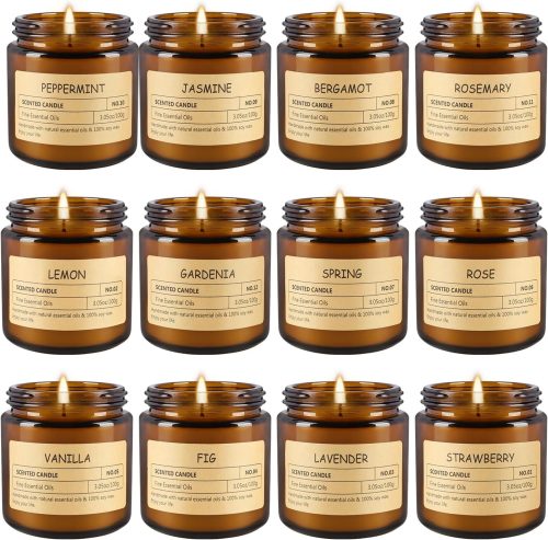 Scented Candle Set (Pack of 12) — Aromatherapy Candle Gift Box | Long-Lasting Scents in Glass Jars | Suitable for Men as Well | Exclusive Gifts for Her — The Perfect Choice for Birthdays, Mother's Day, and Thanksgiving