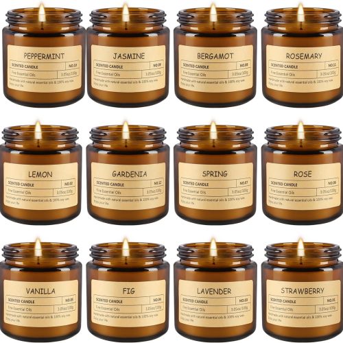 Scented Candle Set (Pack of 12) — Aromatherapy Candle Gift Box | Long-Lasting Scents in Glass Jars | Suitable for Men as Well | Exclusive Gifts for Her — The Perfect Choice for Birthdays, Mother's Day, and Thanksgiving