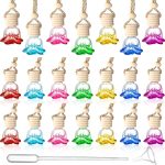 20 Pcs Car Essential Oil Diffuser Hanging Bottle Air Freshener Car Perfume Diffuser Empty Glass Bottle Refillable Aromatherapy Fragrance Bottle Pendant Auto Interior Ornament (Rose Style)