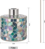 7.3oz Decorative Vertical Mosaic Glass Diffuser Set (2-Pack) — Features Silver Caps and 16 Natural Reeds; An Ideal Choice for Home Aromatherapy, Bathroom Decor, and Space Accents (Blue)